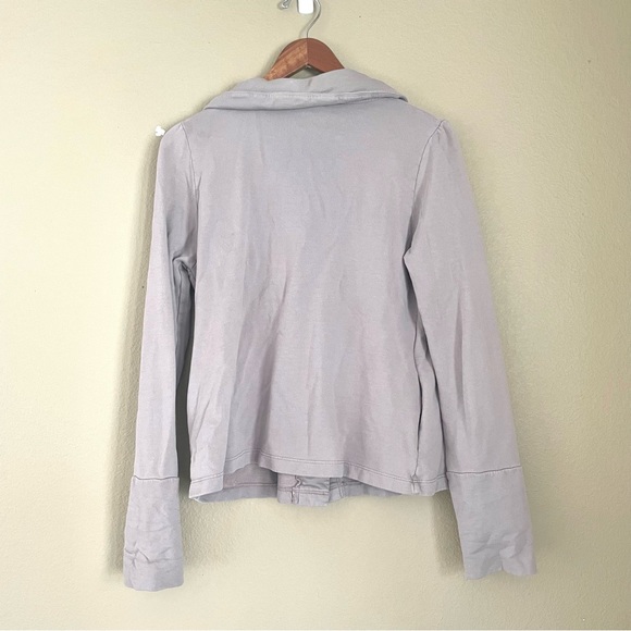 Michael Stars Asymmetric Button Front Cotton Sweater Light Gray Size Medium - Picture 6 of 8